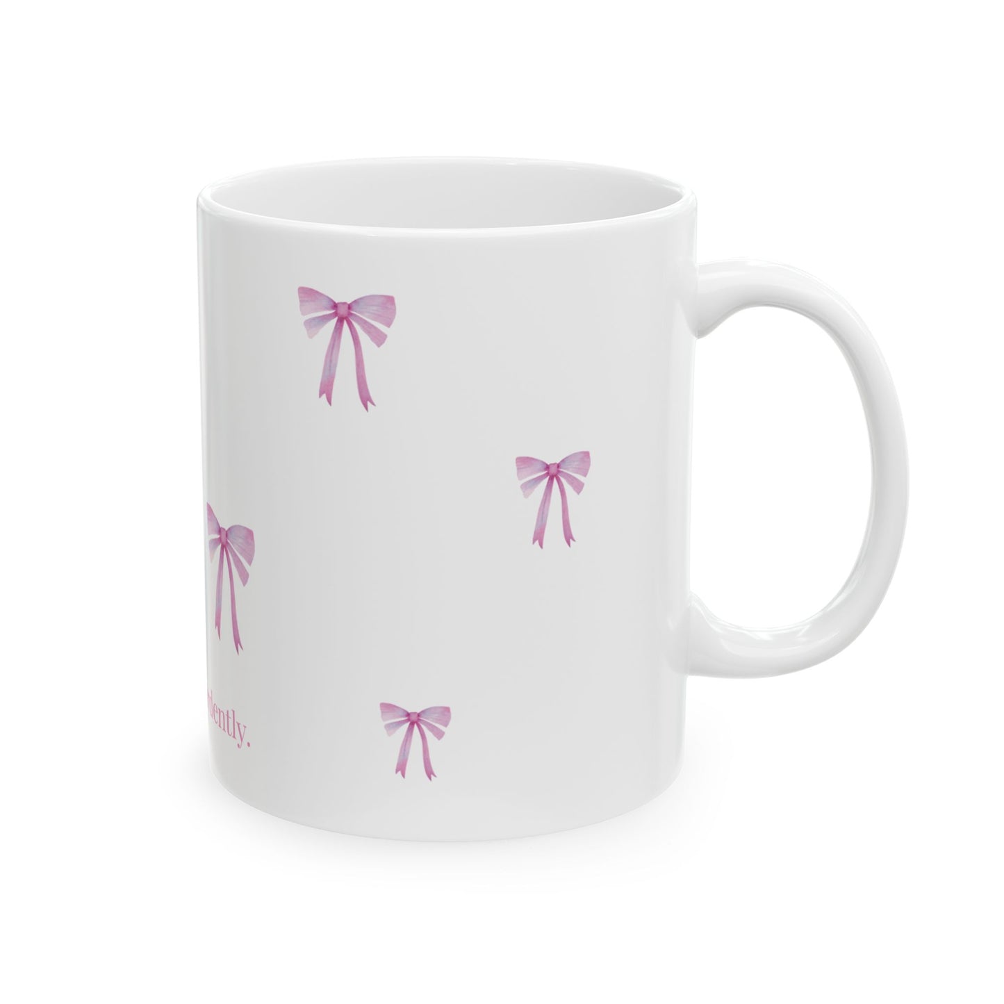 Most Ardently" Pink Bow Mug – Literary Coffee Lover Gift | Pride and Prejudice Inspired Coquette
