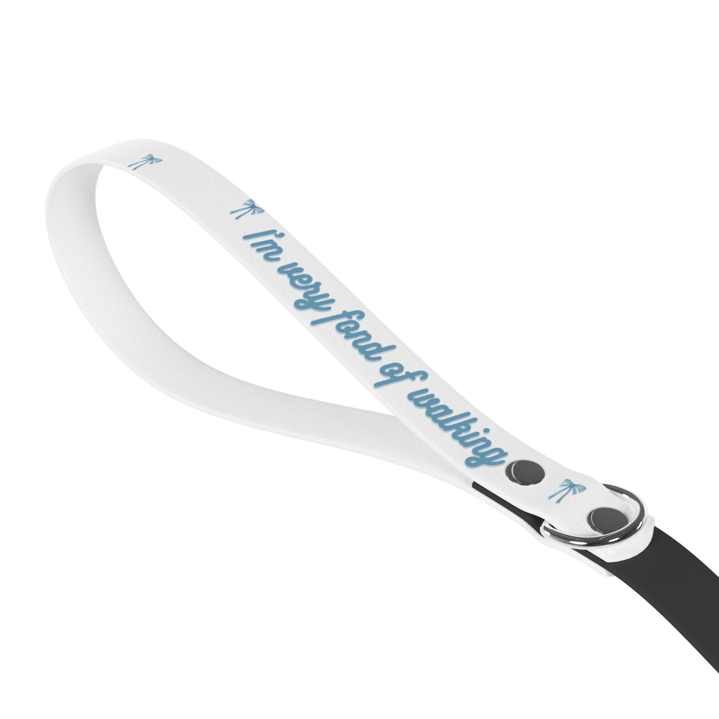 "I’m Very Fond of Walking" Pride & Prejudice Waterproof Dog Leash Blue Bow – Literary Inspired Dog Accessories for Austen Fans