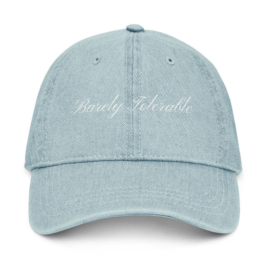 Barely Tolerable Embroidered Hat - Jane Austen Denim Cap - Pride and Prejudice Gift - Book Lover Baseball Hat - Elizabeth Bennet Hat