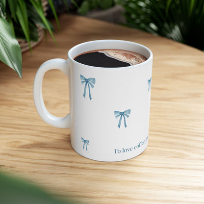 Most Ardently" Bow Mug Blue – Literary Coffee Lover Gift | Pride and Prejudice Inspired