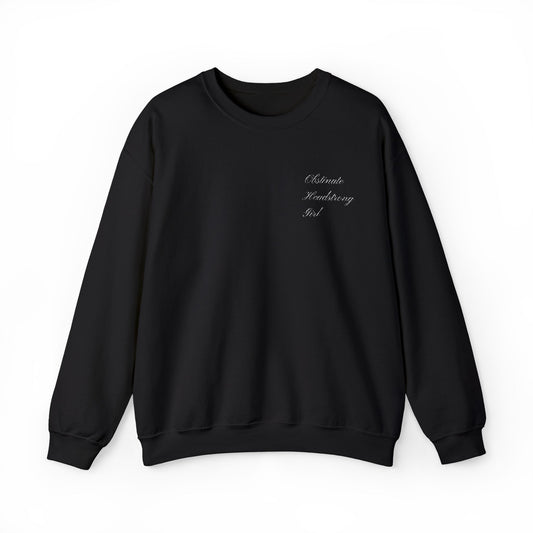 Obstinate Headstrong Girl Embroidered Black Sweatshirt - Pride and Prejudice Crewneck for Book Lovers