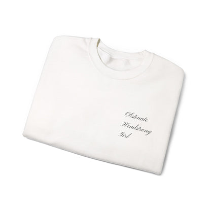 Obstinate Headstrong Girl Embroidered White Sweatshirt - Pride and Prejudice Crewneck for Book Lovers