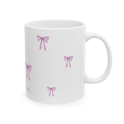 Most Ardently" Pink Bow Mug – Literary Coffee Lover Gift | Pride and Prejudice Inspired Coquette