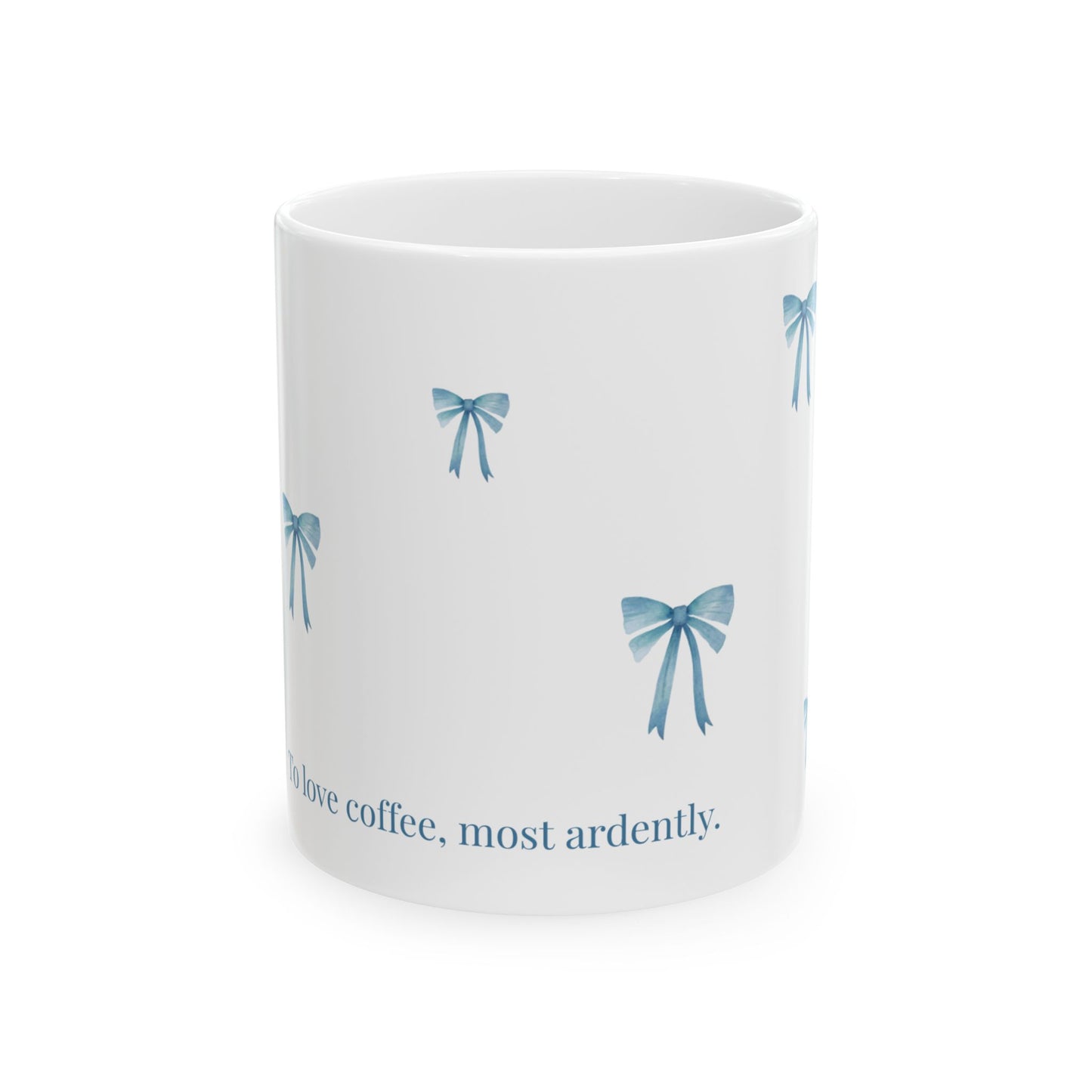 Most Ardently" Bow Mug Blue – Literary Coffee Lover Gift | Pride and Prejudice Inspired