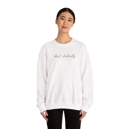 "Most Ardently" Embroidered Sweatshirt - Pride and Prejudice Crewneck for Book Lovers