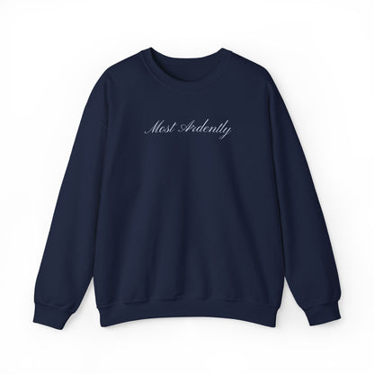 "Most Ardently" Embroidered Sweatshirt - Pride and Prejudice Crewneck for Book Lovers