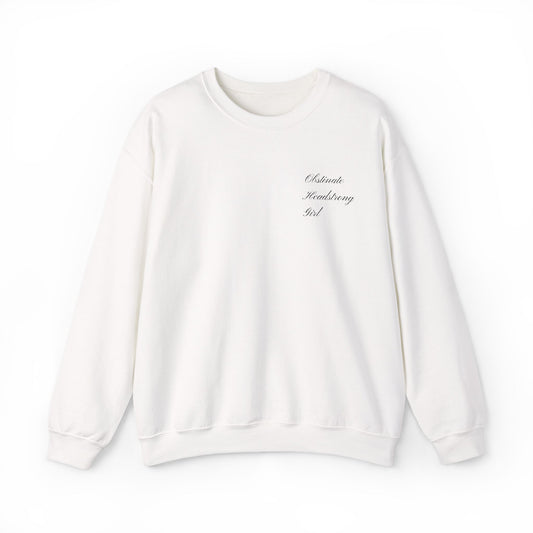 Obstinate Headstrong Girl Embroidered White Sweatshirt - Pride and Prejudice Crewneck for Book Lovers