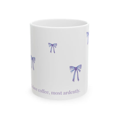"Most Ardently" Bow Mug Purple – Literary Coffee Lover Gift | Pride and Prejudice Inspired Lavender